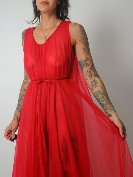 1960's Red Lace Slip Dress