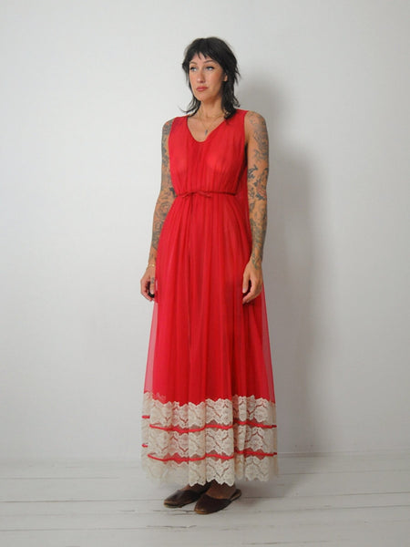 1960's Red Lace Slip Dress
