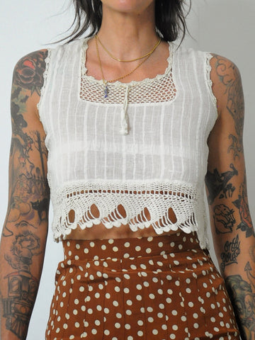 1970's Crochet Cotton Crop Tank