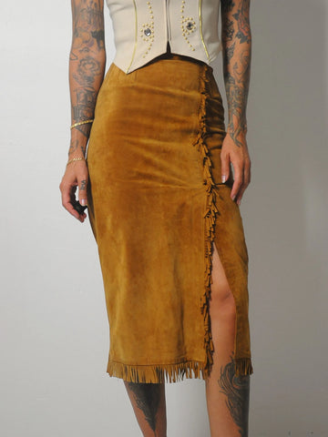 1980's Maxima Fringe Suede Skirt