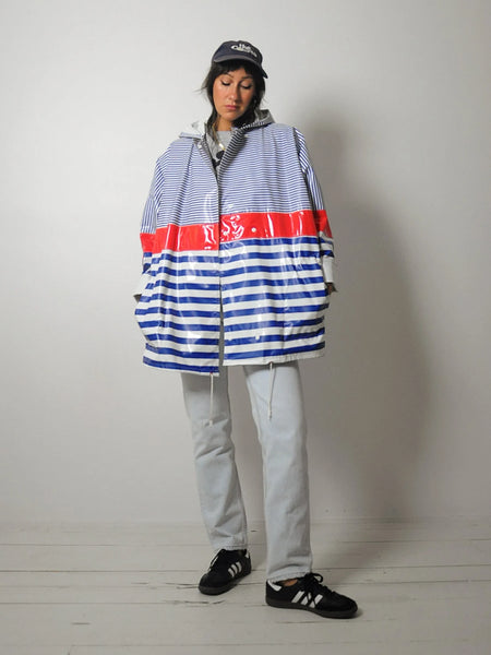 1980's Sailor Stripe Hooded Raincoat