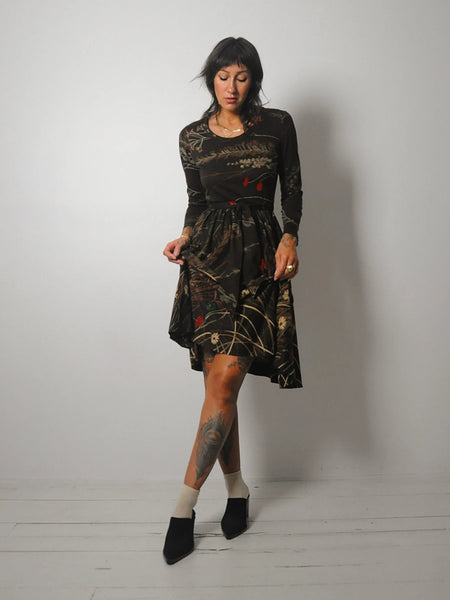 1970's Matti Autumnal Floral Dress