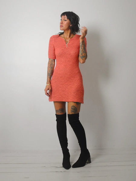 1960's Wool Crochet Knit Dress