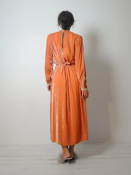1920's/30's Coral Velvet Dress