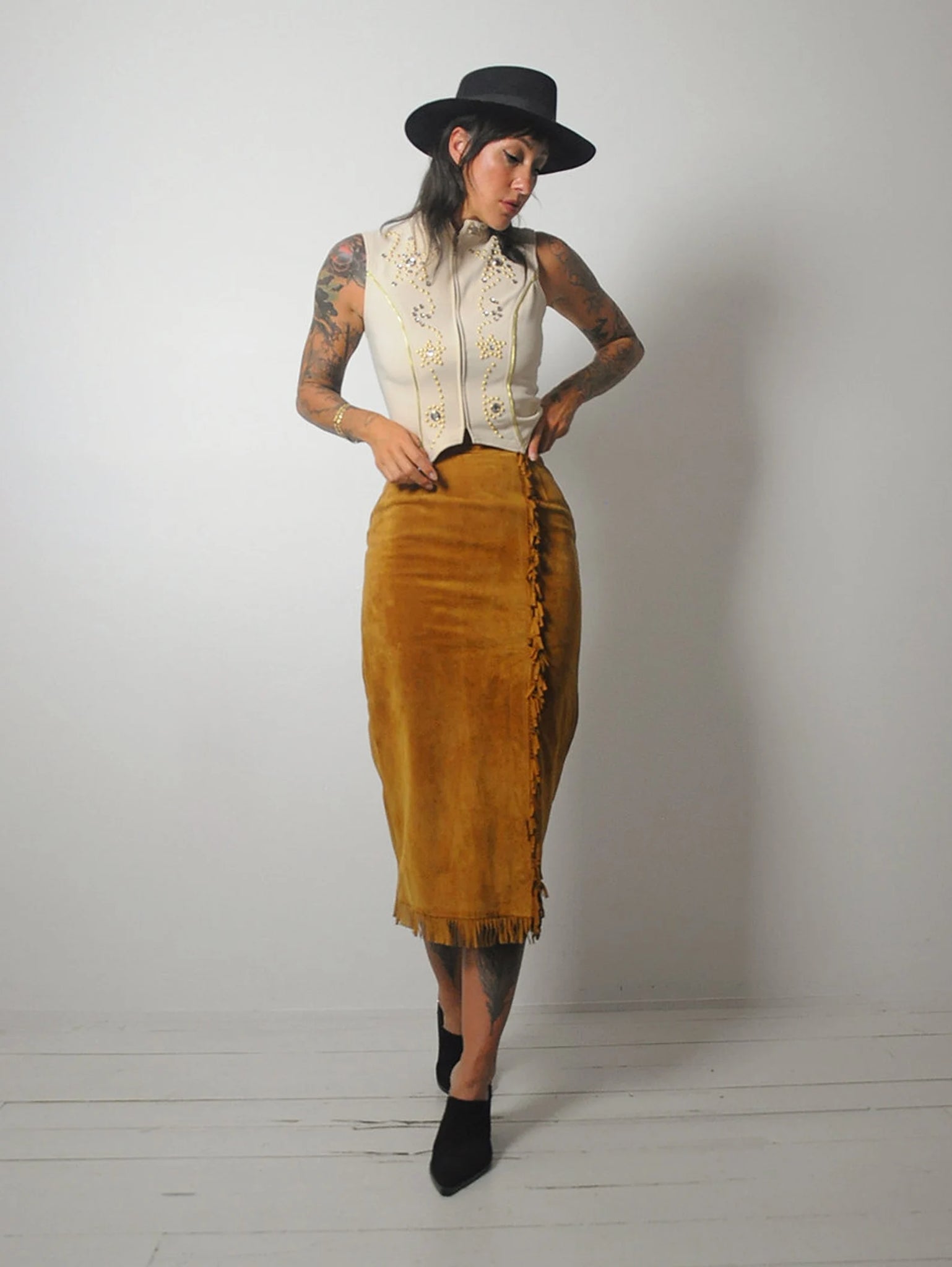 1980's Maxima Fringe Suede Skirt