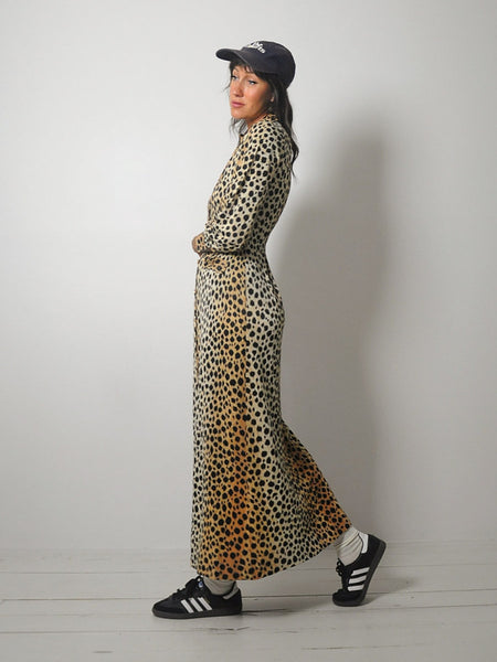 1960's Leopard Long Line Shirt Dress