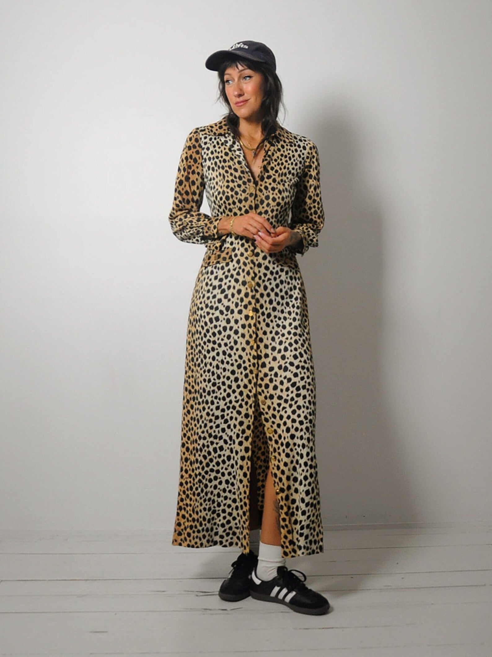 1960's Leopard Long Line Shirt Dress