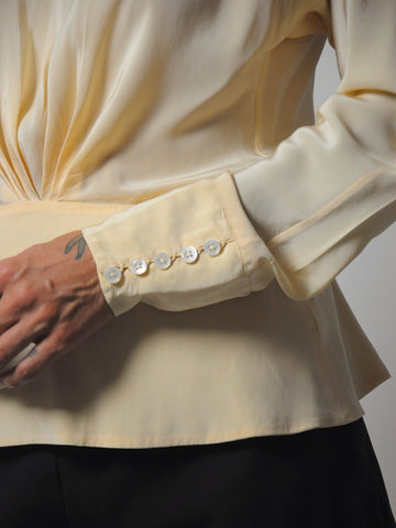 Buttercream Silk Peplum Blouse