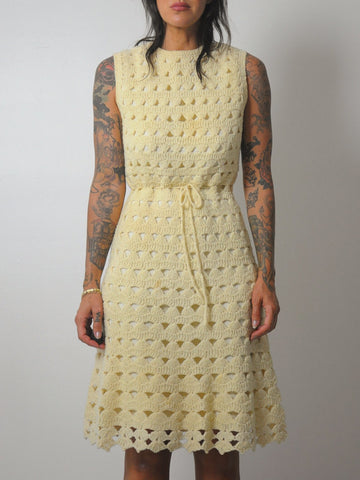 1960's Cream Crochet Dress
