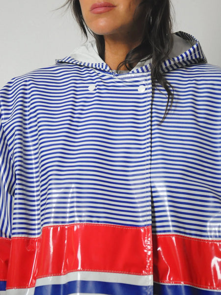 1980's Sailor Stripe Hooded Raincoat