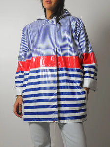 1980's Sailor Stripe Hooded Raincoat