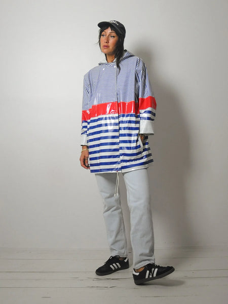 1980's Sailor Stripe Hooded Raincoat