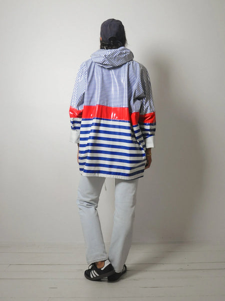 1980's Sailor Stripe Hooded Raincoat