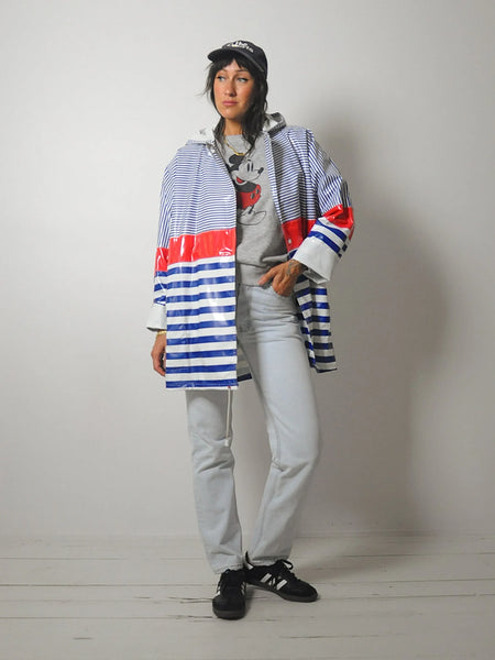 1980's Sailor Stripe Hooded Raincoat