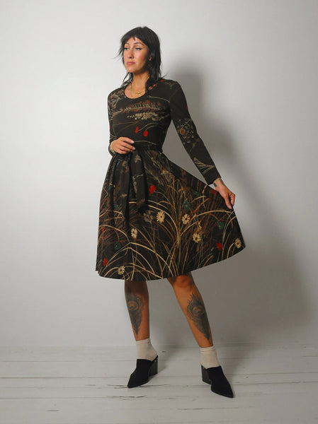1970's Matti Autumnal Floral Dress