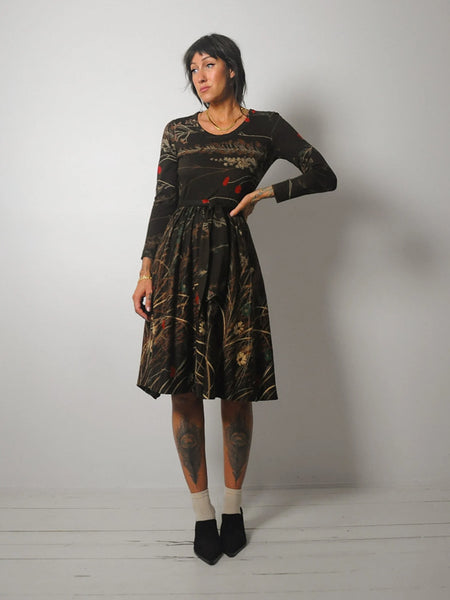 1970's Matti Autumnal Floral Dress
