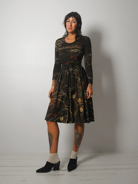 1970's Matti Autumnal Floral Dress