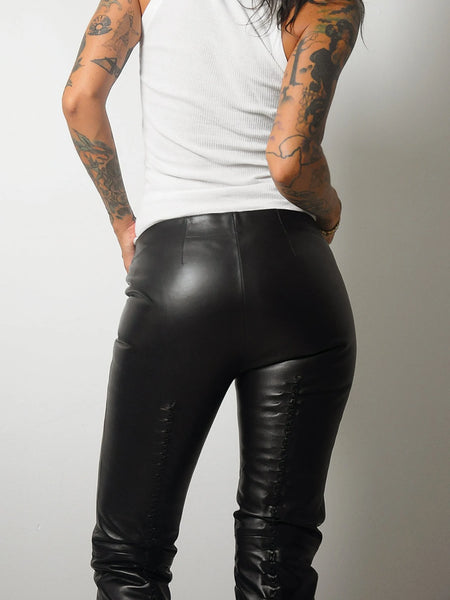 1990 s Gucci Leather Pants w Tags NOIROHIO VINTAGE