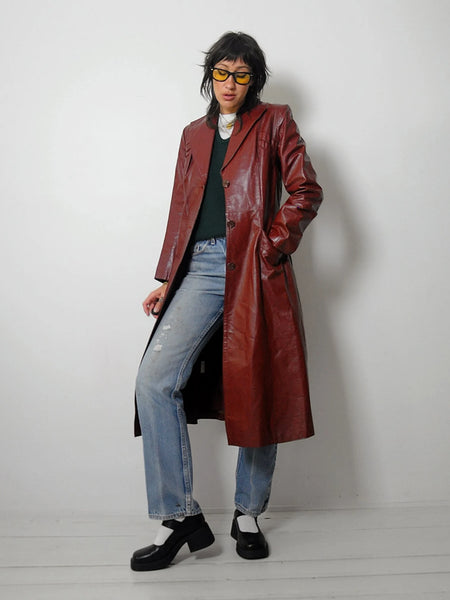1970's Oxblood Leather Trench Coat