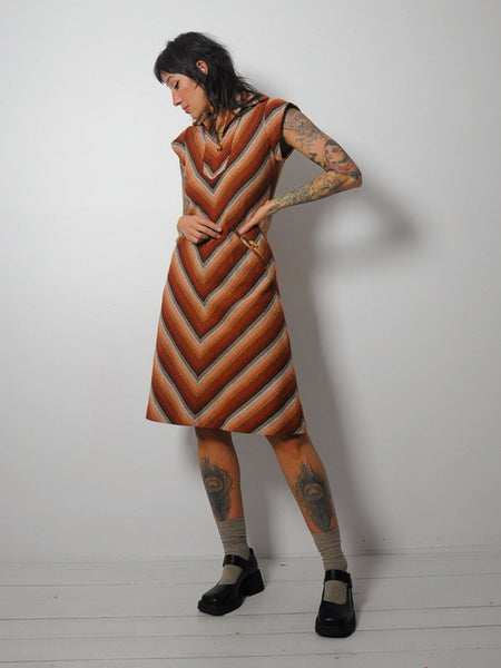 1970's Woven Chevron Dress