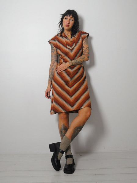 1970's Woven Chevron Dress