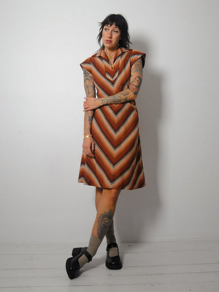 1970's Woven Chevron Dress