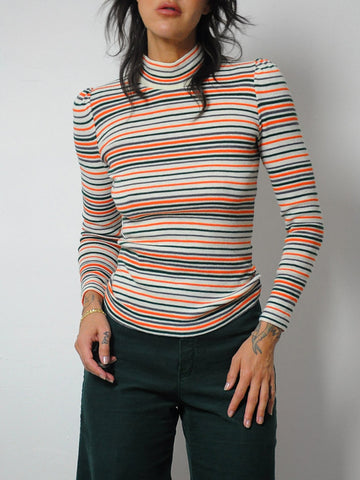 1970's Mock Neck Striped Sweater