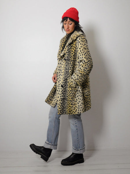 1960's Faux Fur Leopard Coat