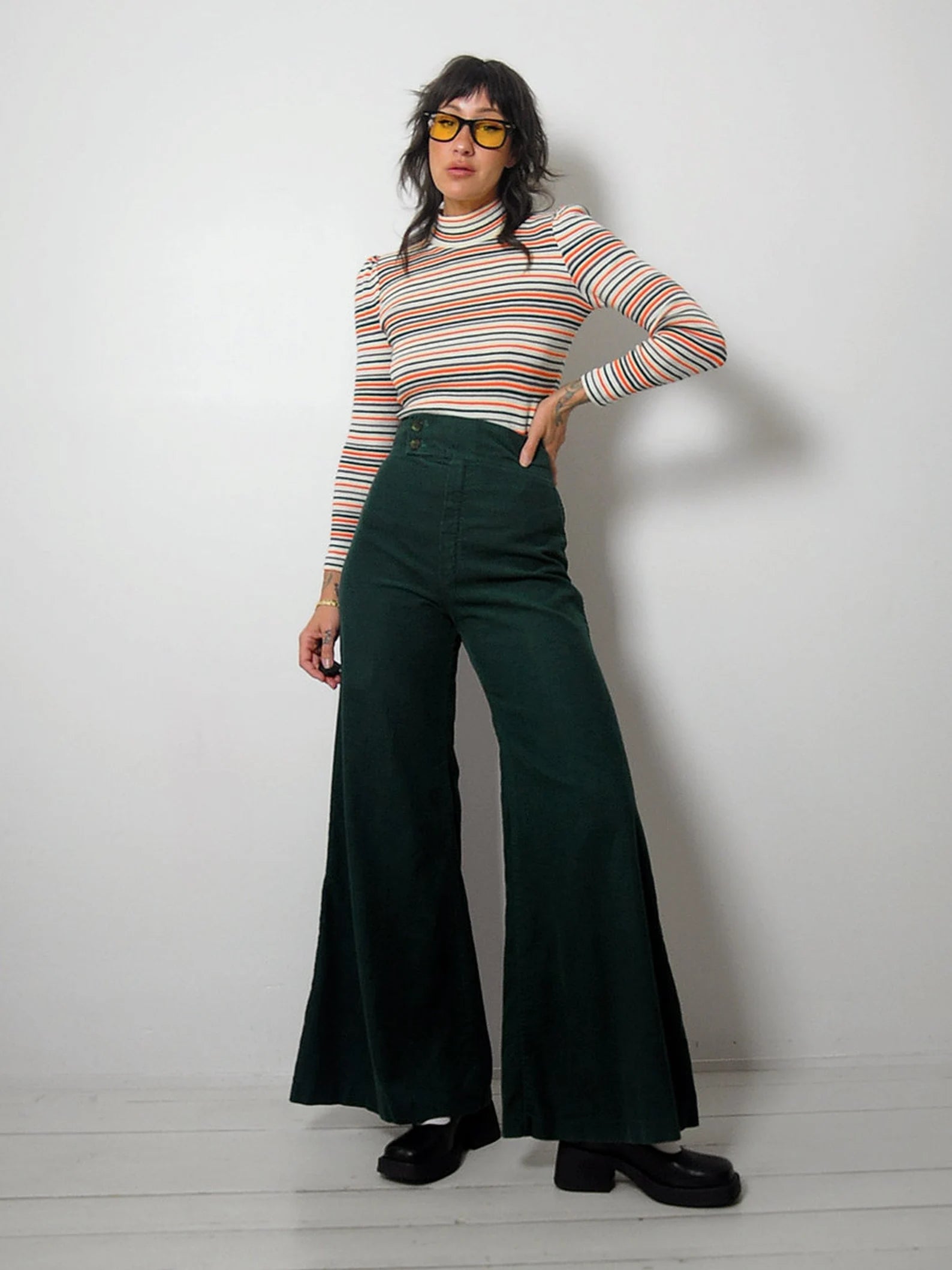 1970's Emerald Corduroy Flares