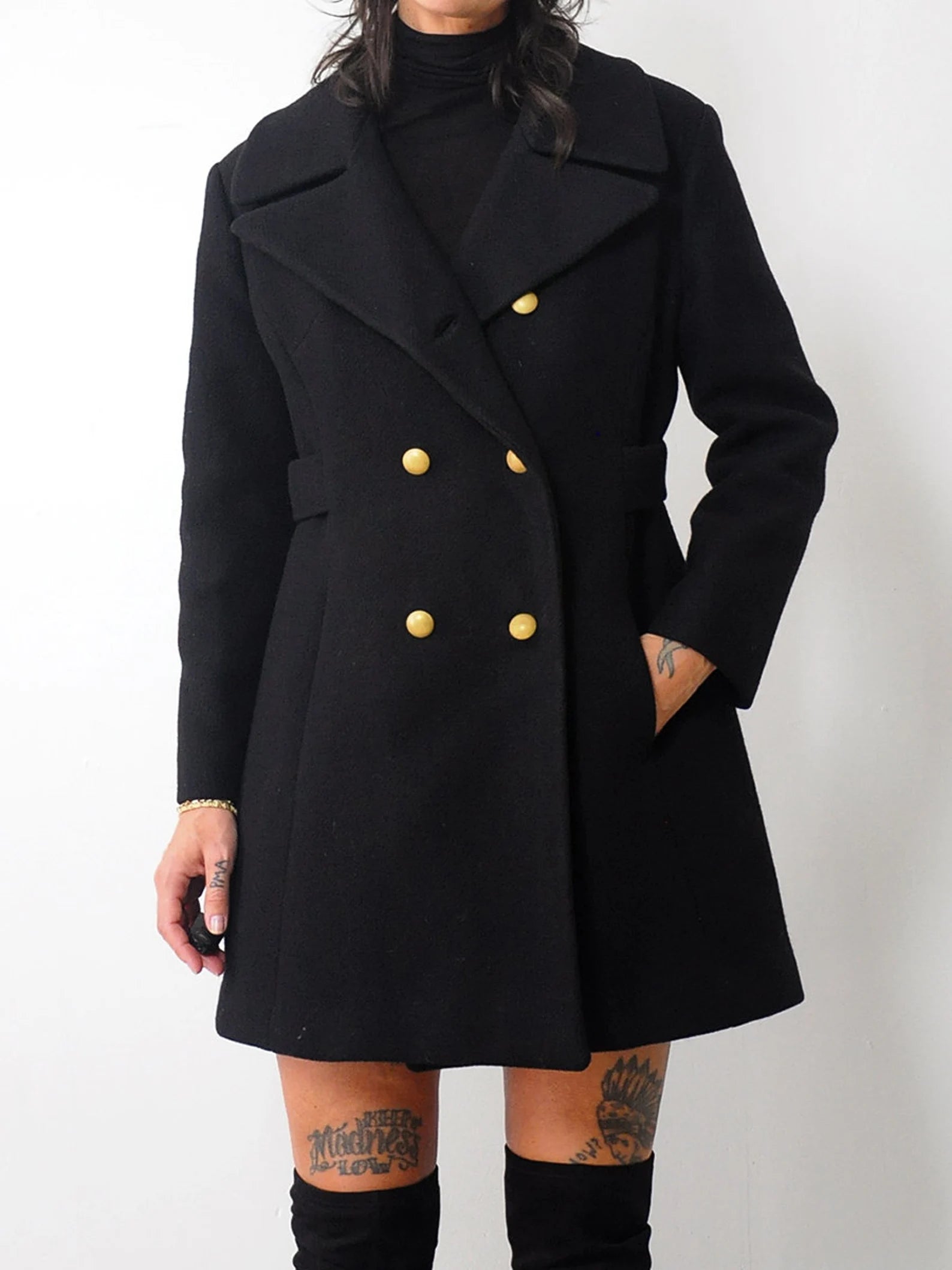 1960's Black Wool Peacoat