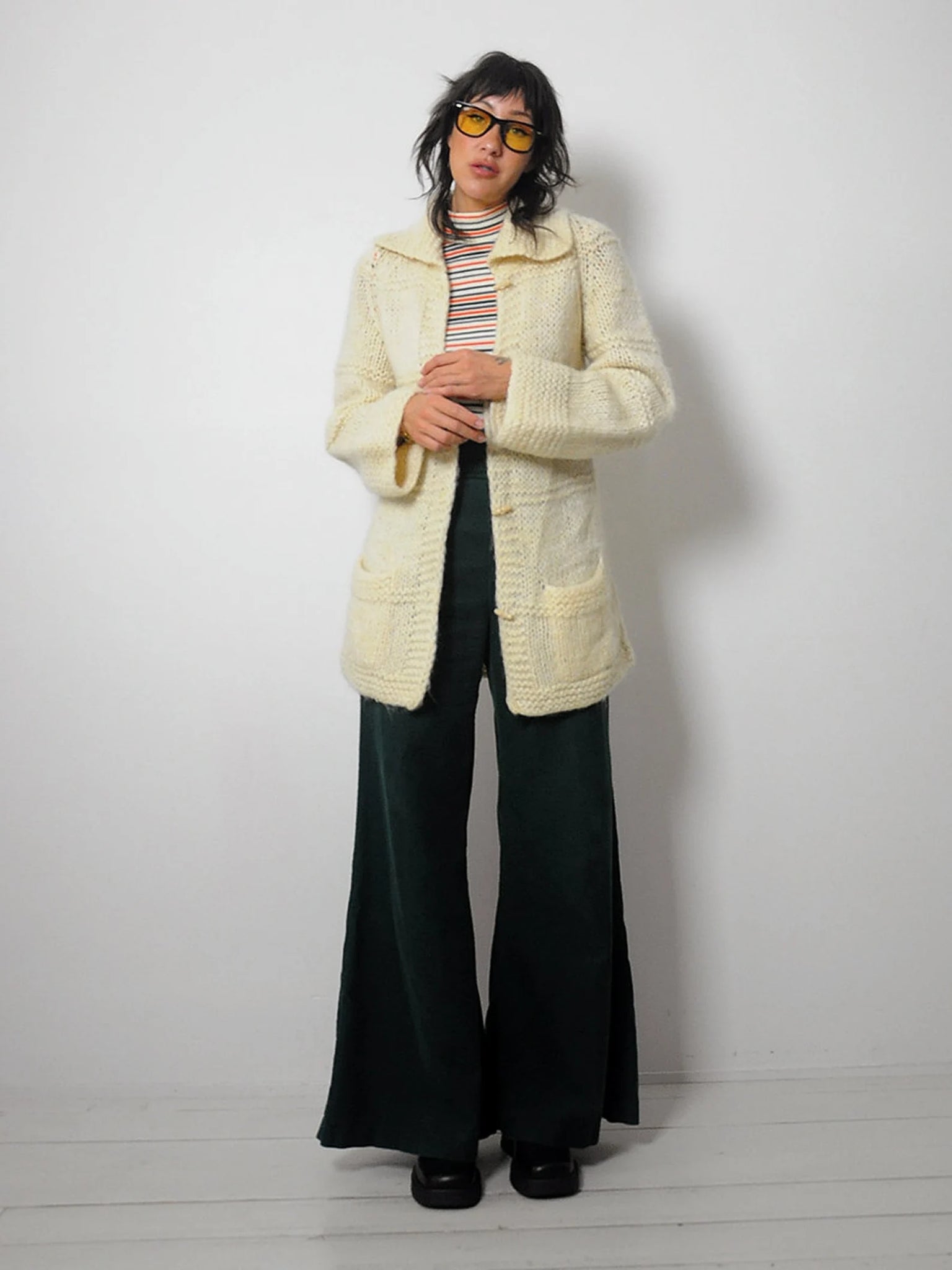 1970's Wool Ivory Fisherman's Cardigan