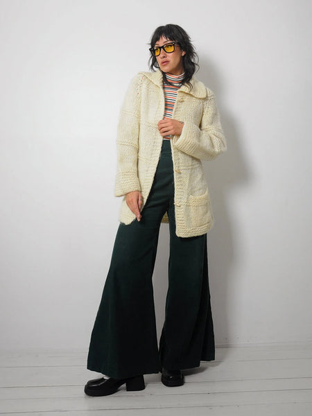 1970's Wool Ivory Fisherman's Cardigan