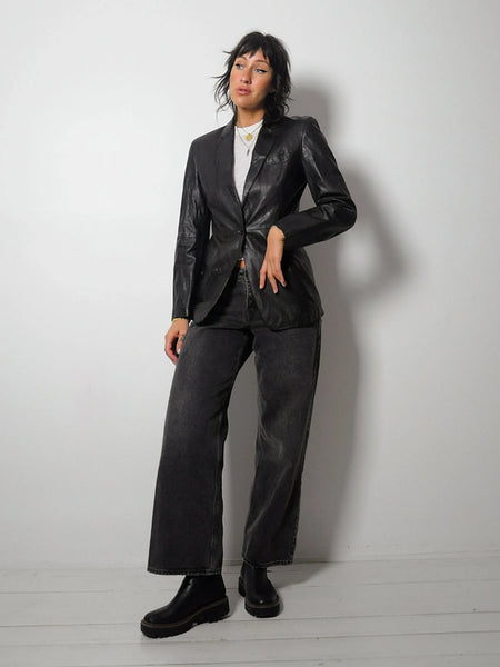 Armani Black Leather Blazer