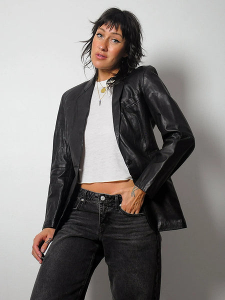 Armani Black Leather Blazer