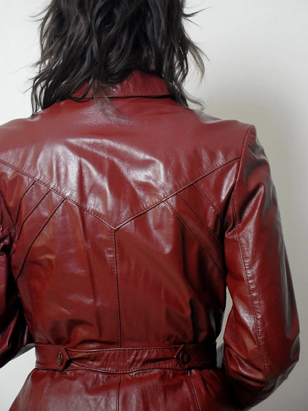1970's Oxblood Leather Trench Coat