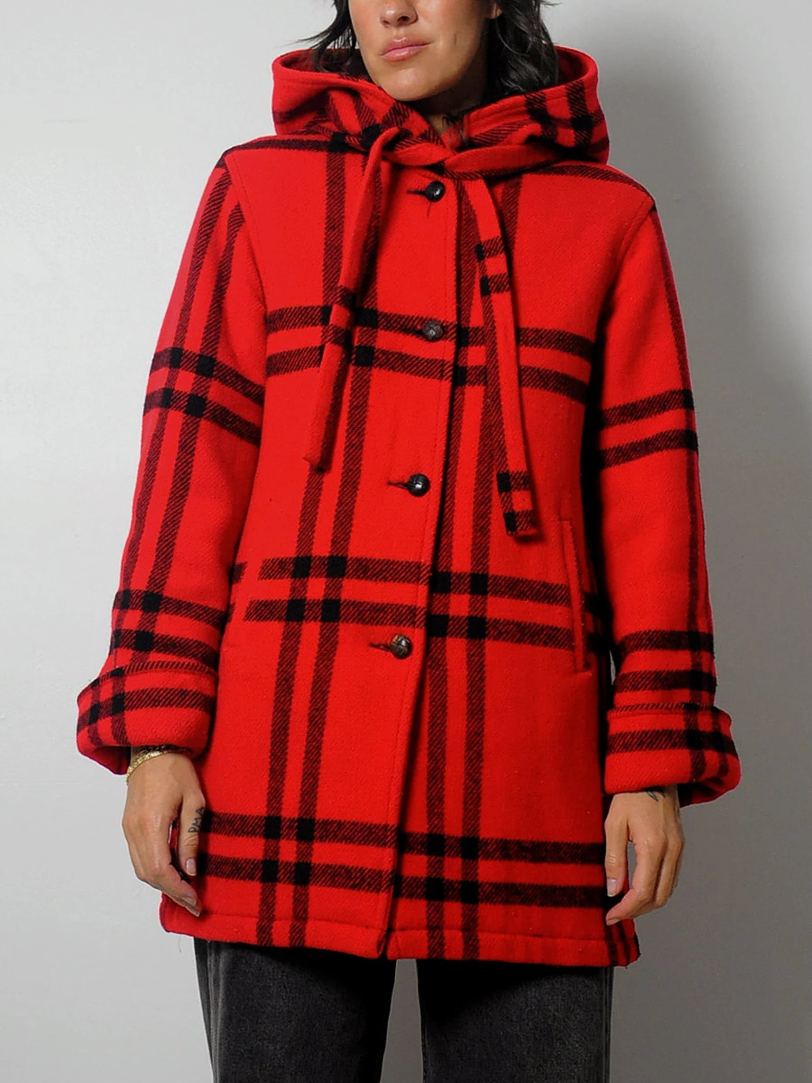 Woolrich Hooded Plaid Wool Jacket