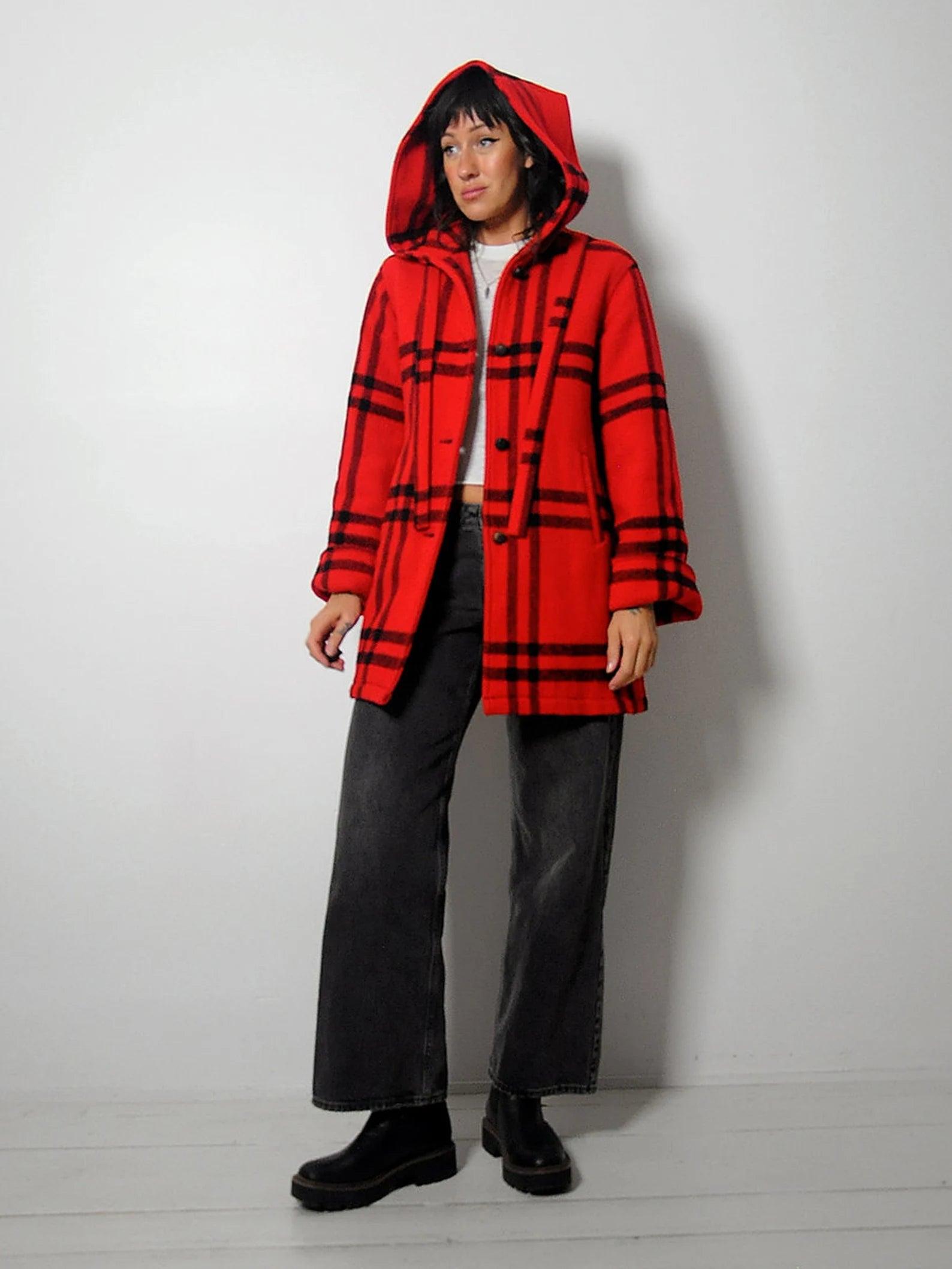 Woolrich Hooded Plaid Wool Jacket