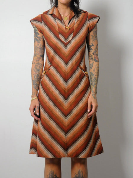 1970's Woven Chevron Dress