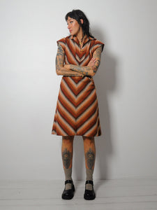 1970's Woven Chevron Dress