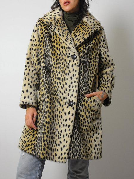 1960's Faux Fur Leopard Coat