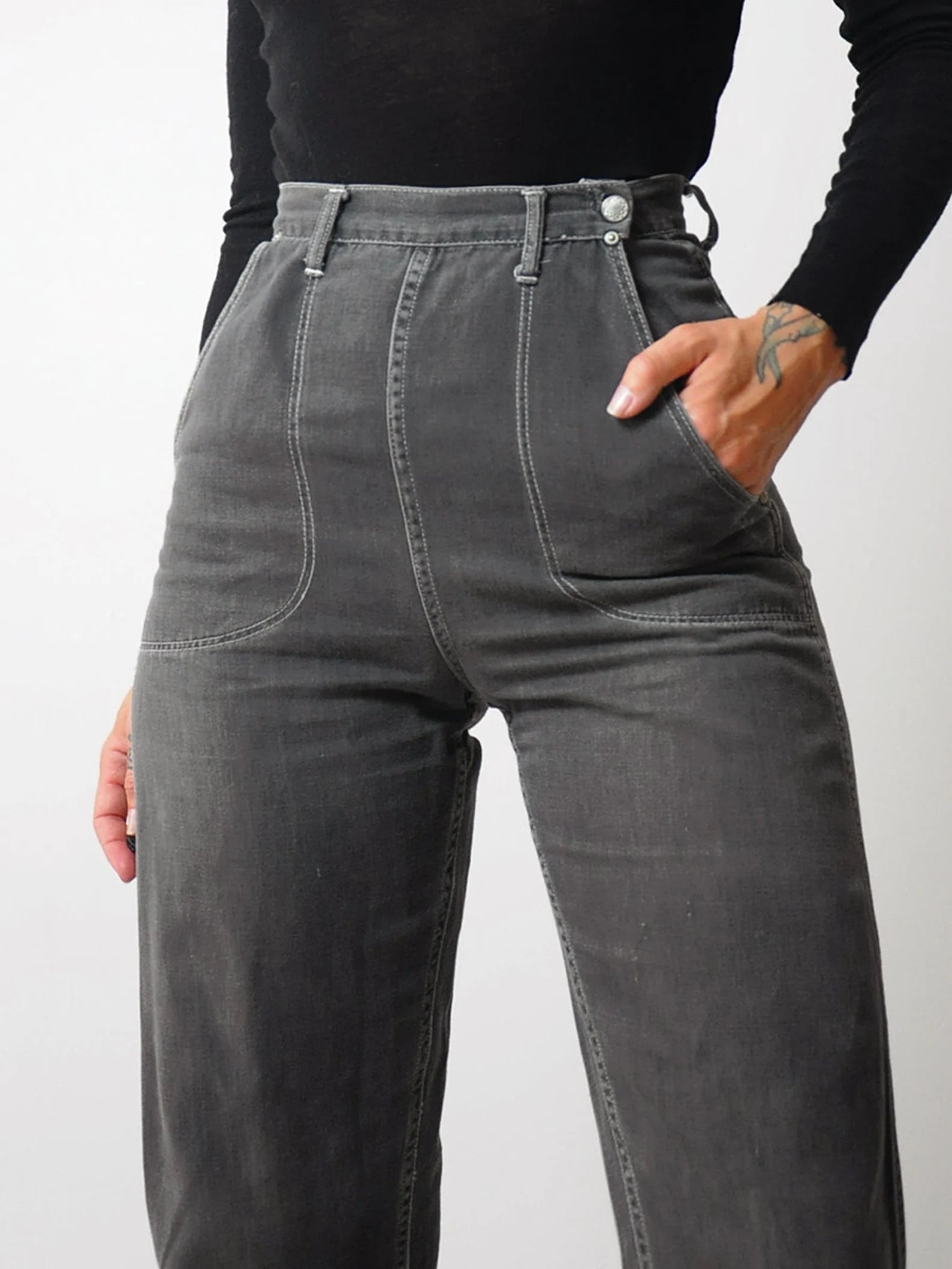 1950's Petite Faded Side Zip Jeans