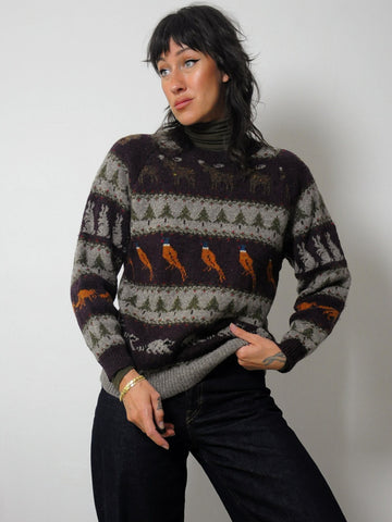 1980's Forest Animal Wool Sweater