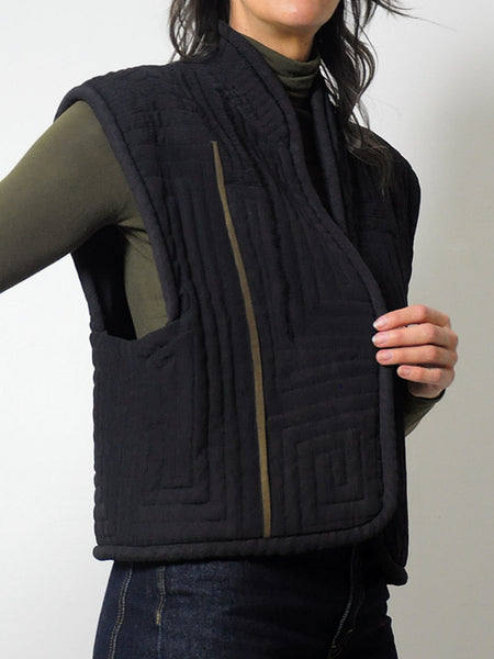 90's Patchwork Quilted Silk Vest
