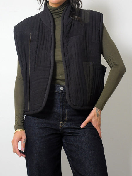 90's Patchwork Quilted Silk Vest