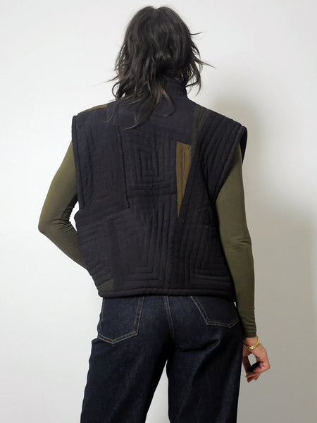 90's Patchwork Quilted Silk Vest