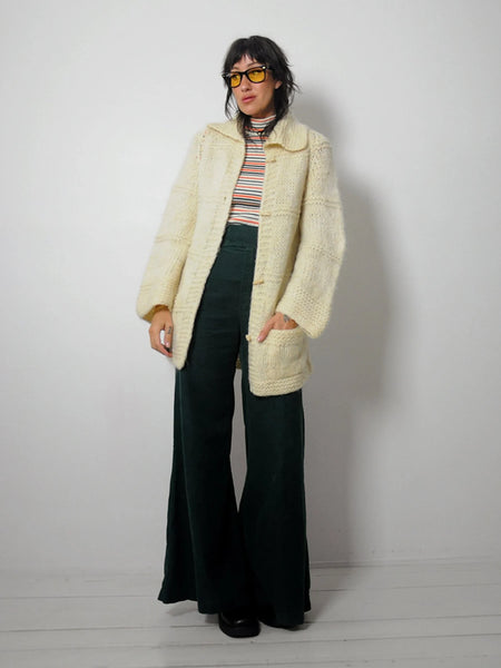 1970's Wool Ivory Fisherman's Cardigan