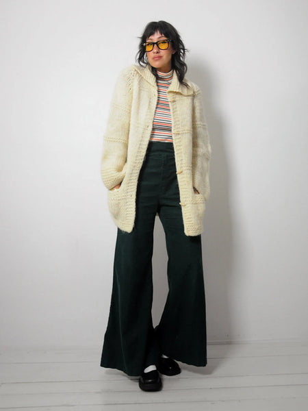 1970's Wool Ivory Fisherman's Cardigan