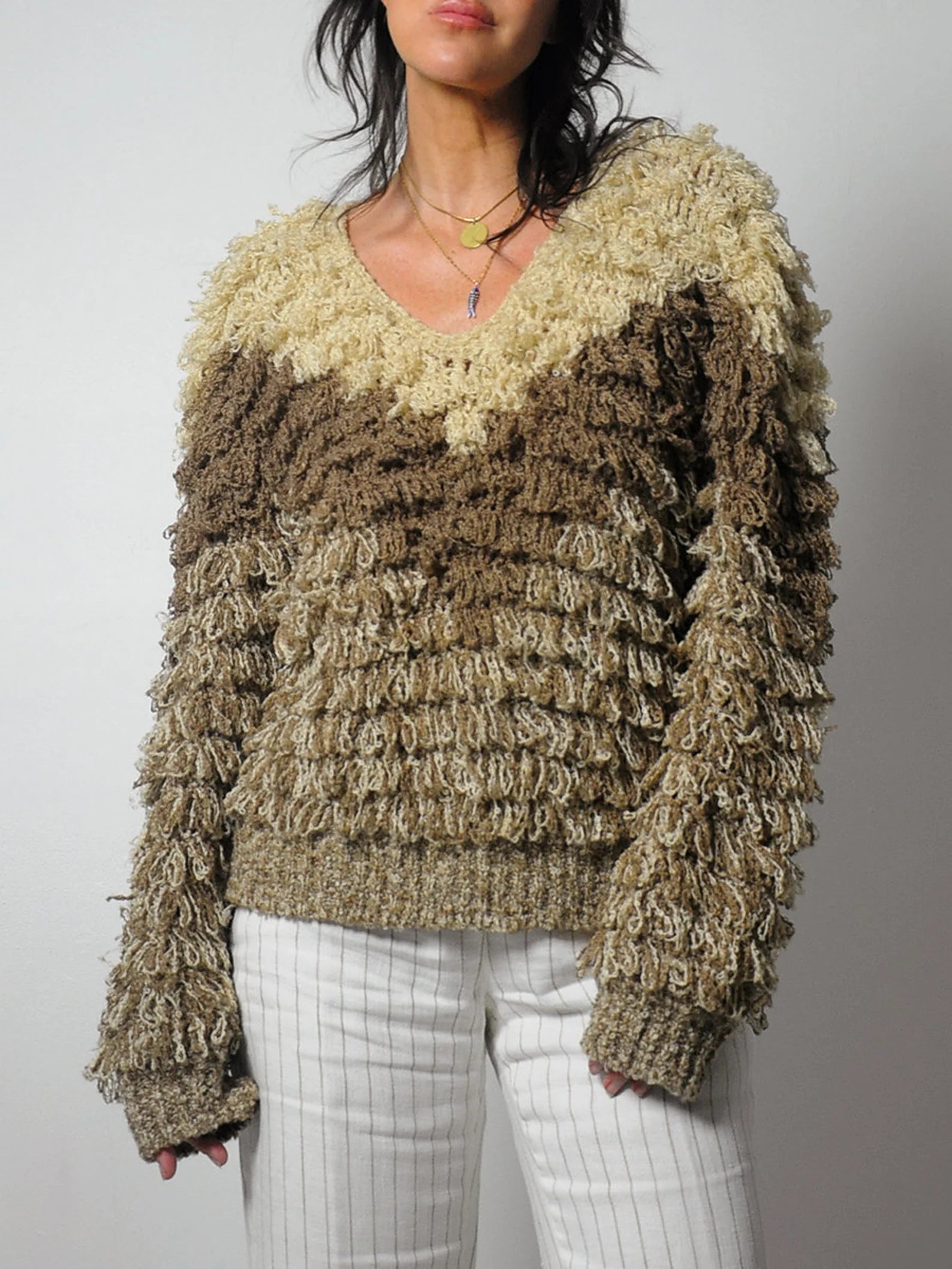 Loopknit Shaggy Chevron Sweater