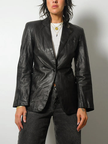 Armani Black Leather Blazer