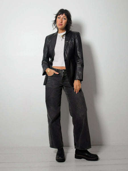 Armani Black Leather Blazer